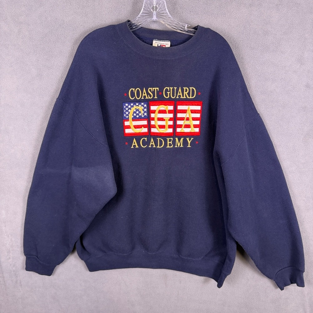 Vintage US Coast Guard Academy Mens 2XL Sweatshirt Blue Made In USA Read!